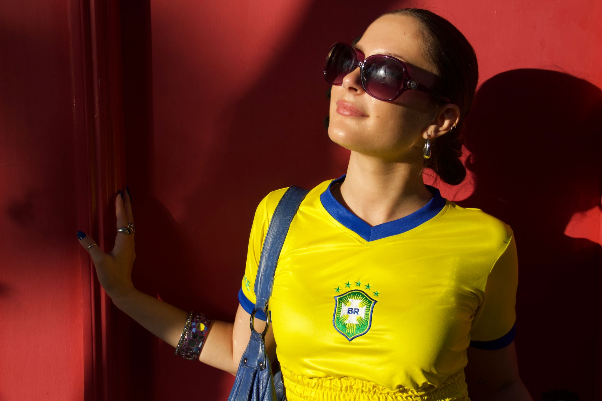 Yellow · Canary yellow, royal-blue collar